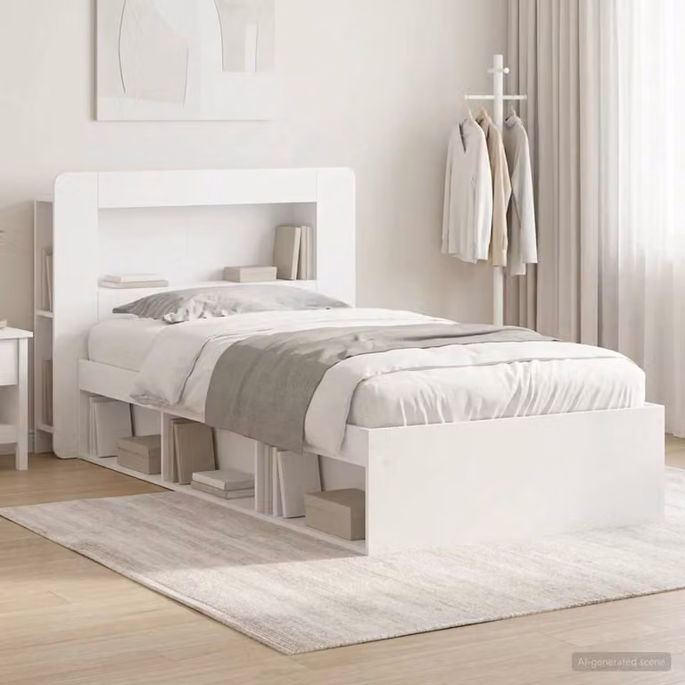 vidaXL Letto moderno con contenitore e testiera Bianco L 100 cm x P 200 cm