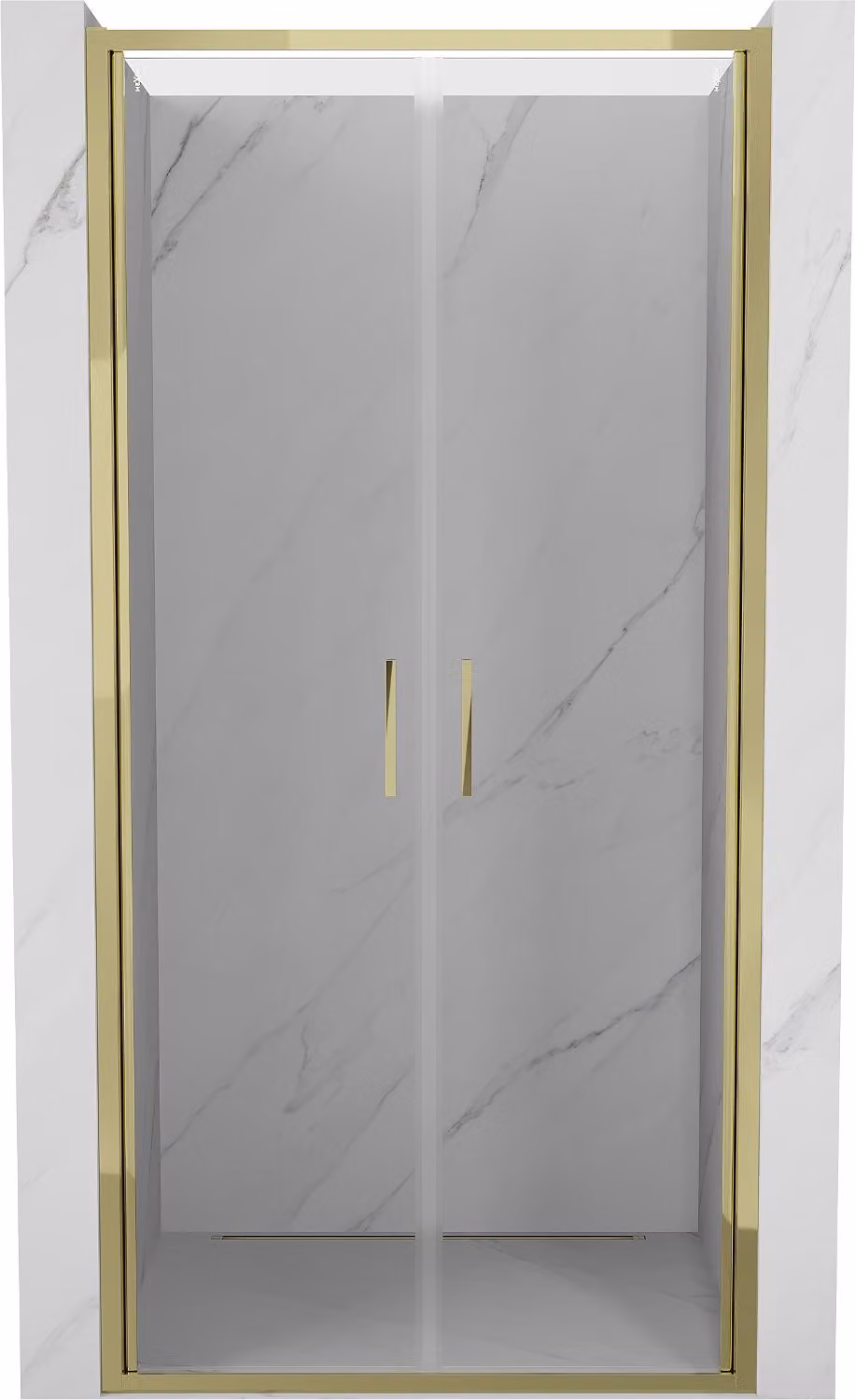 Mexen Exo porte doccia a doppio battente 70 cm, trasparente, oro - 814-070-000-50-00
