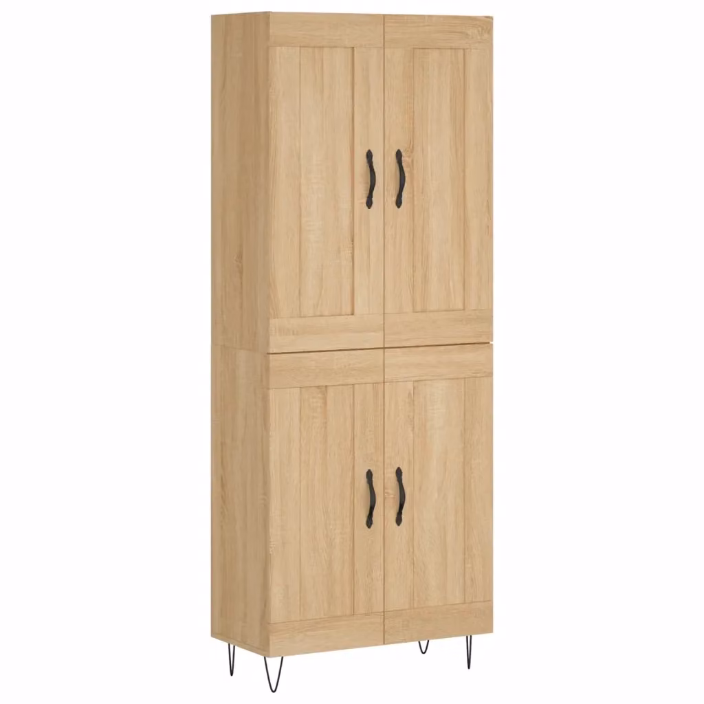 Credenza moderna vidaXL in legno e metallo color rovere, L: 69,5 cm, P: 34 cm, H: 180 cm – 2