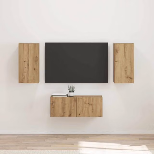Set mobile TV 6 pz Rovere artigianale Legno ingegnerizzato 3409068