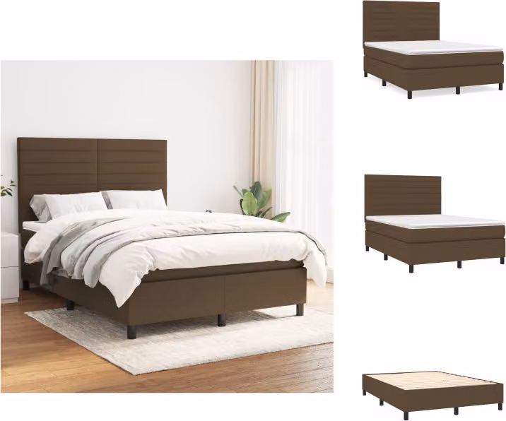 vidaXL Letto a molle con materasso in tessuto marrone scuro 140x200 cm - Letti e strutture letto