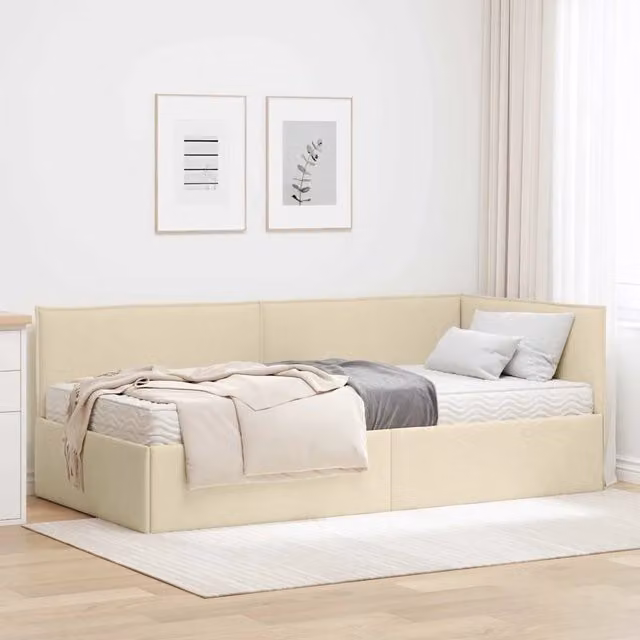 Letto Angolare con Materasso in Velluto beige vidaXL L/P/H: 190 x 90 x 33 cm