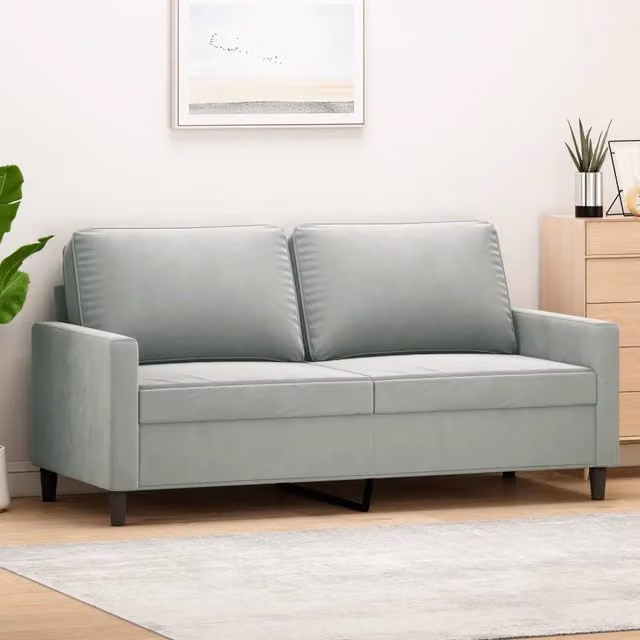 Divano a 2 Posti-Sofa 2 Posti Grigio Chiaro 140 cm in Velluto 422112