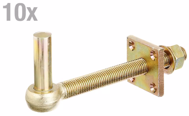 Alberts 867478 Cerniera, senza supporto, regolabile, zincata a caldo in giallo, diametro del perno Ø16 mm, lunghezza 180 mm, set da 10 pezzi