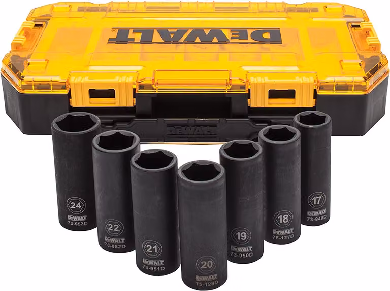 DEWALT DWMT74737-0 - Set di bussole metriche a percussione profonda, 1/2 pollice, 7 pezzi.