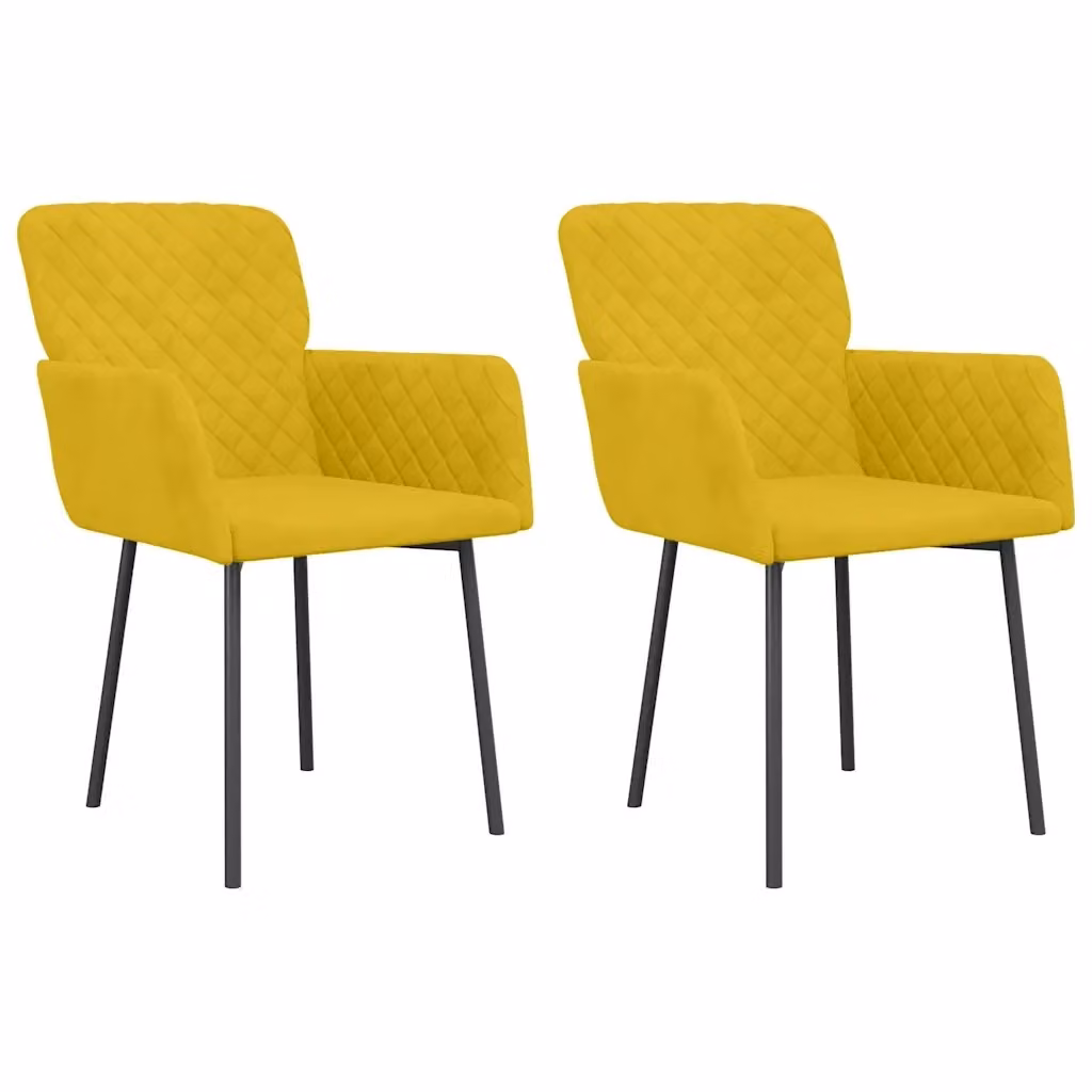 Set di 2 sedie da pranzo vidaXL in velluto giallo con design moderno per cucina e sala da pranzo – 2