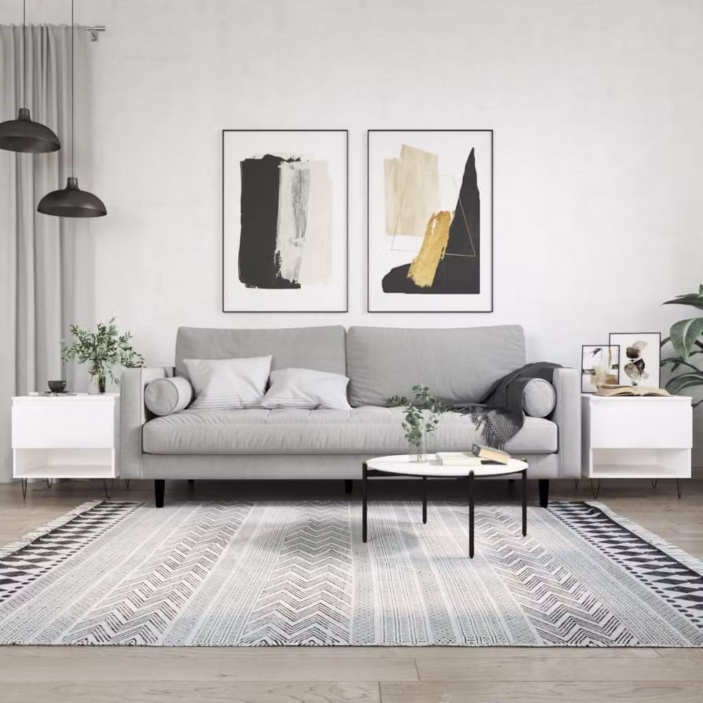 Maison Exclusive - Tavolini da salotto 2 pz. Bianco lucido 50x46x50 cm Materiale ligneo