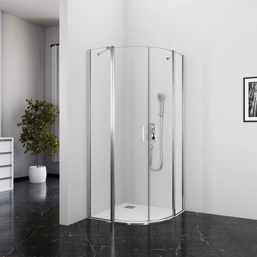 Cabina doccia 90x90 MARWELL Neptun II cromo Doccia rotonda - 90x90x195cm - Doccia rotonda con porta girevole - con asta di stabilizzazione