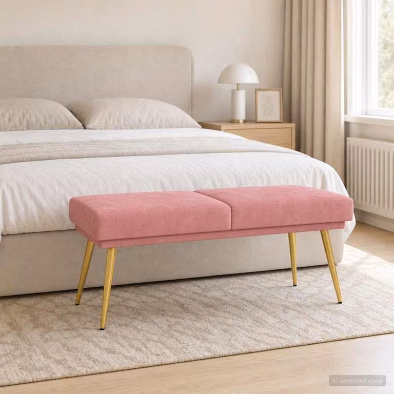 Panchina a doppio strato vidaXL in velluto rosa, L 120 x P 45 x H 46 cm