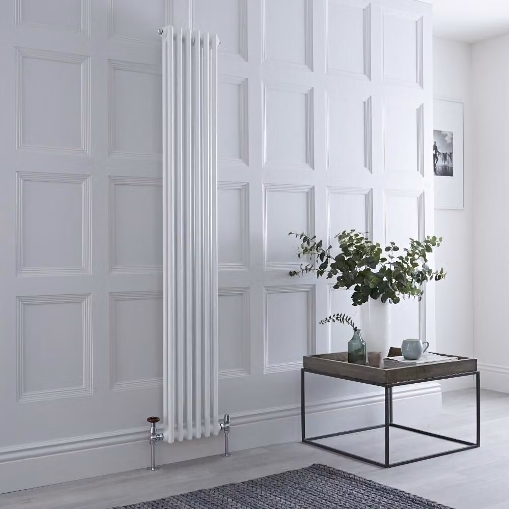 Radiatore Tradizionale Verticale a Doppia Colonna - Bianco - 1800mm x 290mm - con piedini - Regent