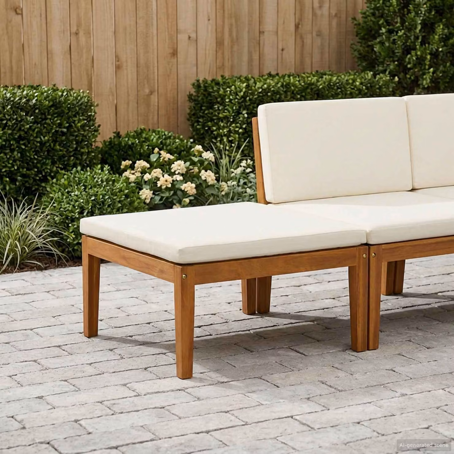 Poggiapiedi da giardino vidaXL in legno di acacia massello con cuscino L/P/H: 60 x 30 x 60 cm