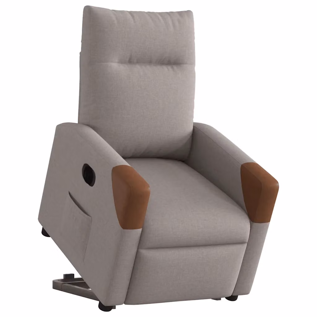 Poltrona Alzapersona Reclinabile Elettrica vidaXL in Tessuto Grigio e Marrone con Braccioli per Senior – 2