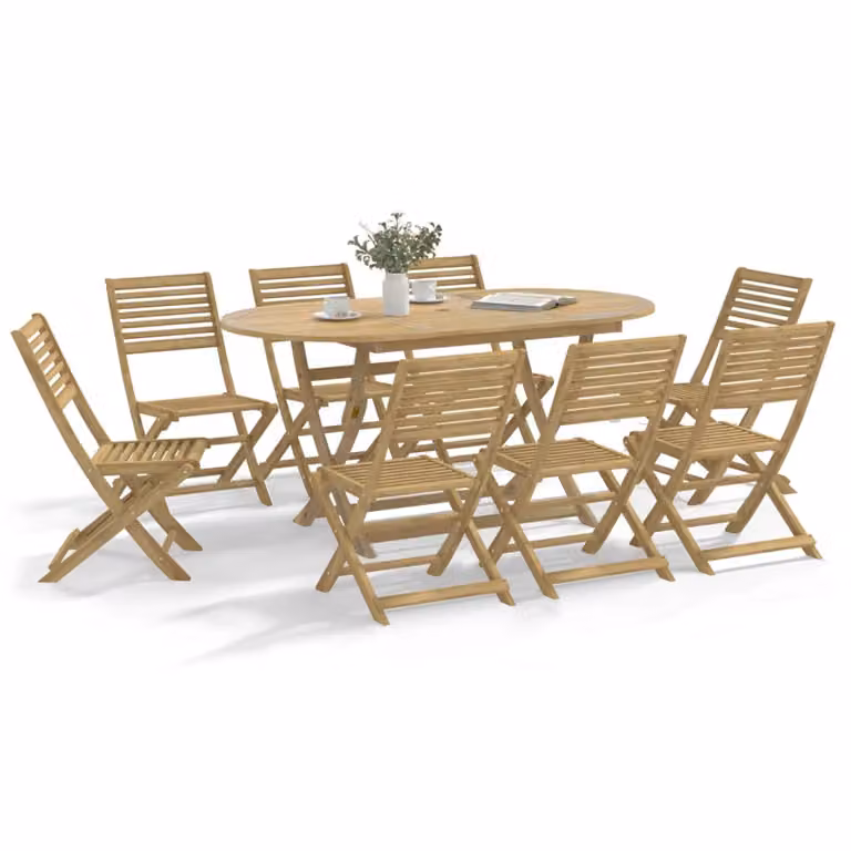 Set di 8 sedie pieghevoli vidaXL in legno di acacia marrone per giardino e terrazza L/P/H: 48,5 x 61,5 x 87 cm