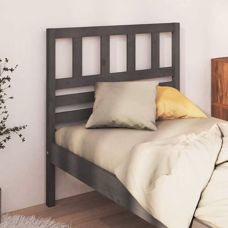 Testiera per letto vidaXL in legno massello di pino, colore grigio, L: 106 cm, P: 4 cm, H: 100 cm