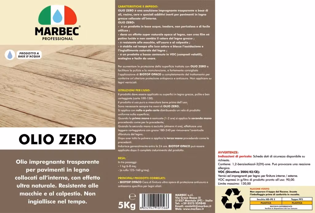 Impregnante per legno Marbec Olio Zero trasparente a base acquosa con protezione UV effetto opaco confezione da 4 x 5 kg – 2