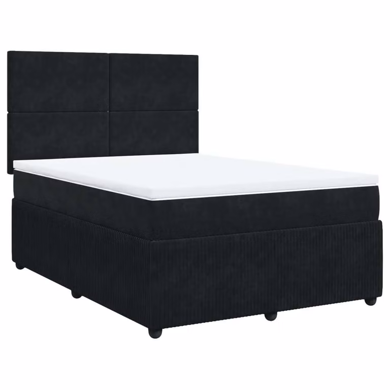 Giroletto a Molle con Materasso Nero 160x200 cm in Velluto