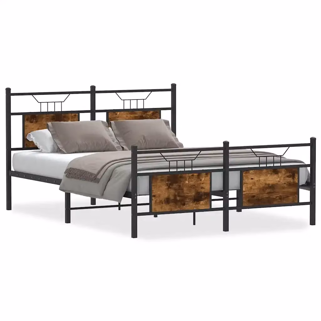 Struttura Letto Design Mania in Rovere Fumo e Metallo, L 140 cm x P 200 cm