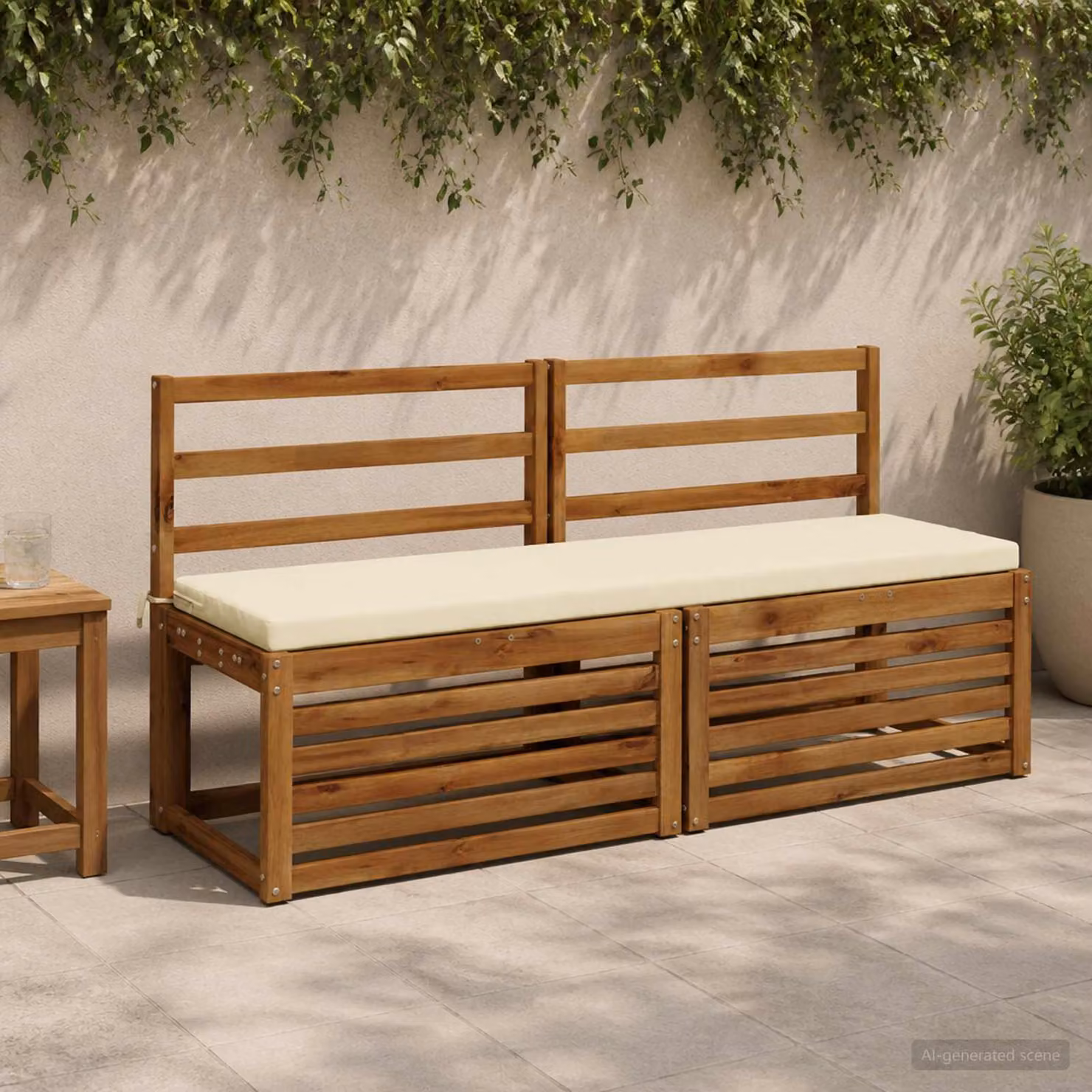Set di 2 cuscini per panchina vidaXL in poliestere beige con fodera rimovibile e resistente ai raggi UV
