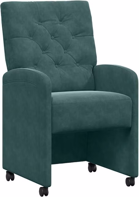 Sedie da Pranzo con Ruote 2 pz | Sedie da cucina Verde scuro 58 x 67 x 97 cm