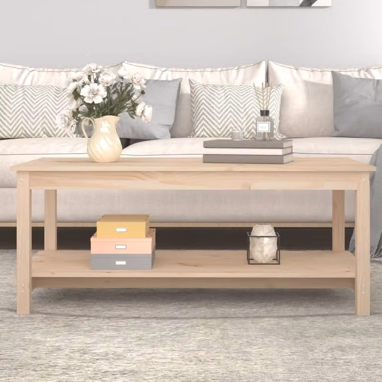 Tavolino The Living Store 110x55x45 cm in legno di pino massiccio