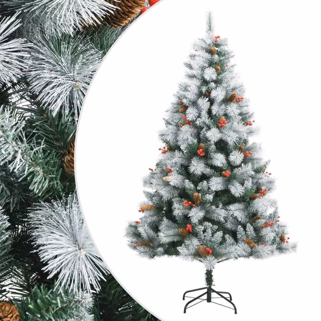 Maison Exclusive - Albero di Natale artificiale pieghevole con pigne e bacche, 210 cm