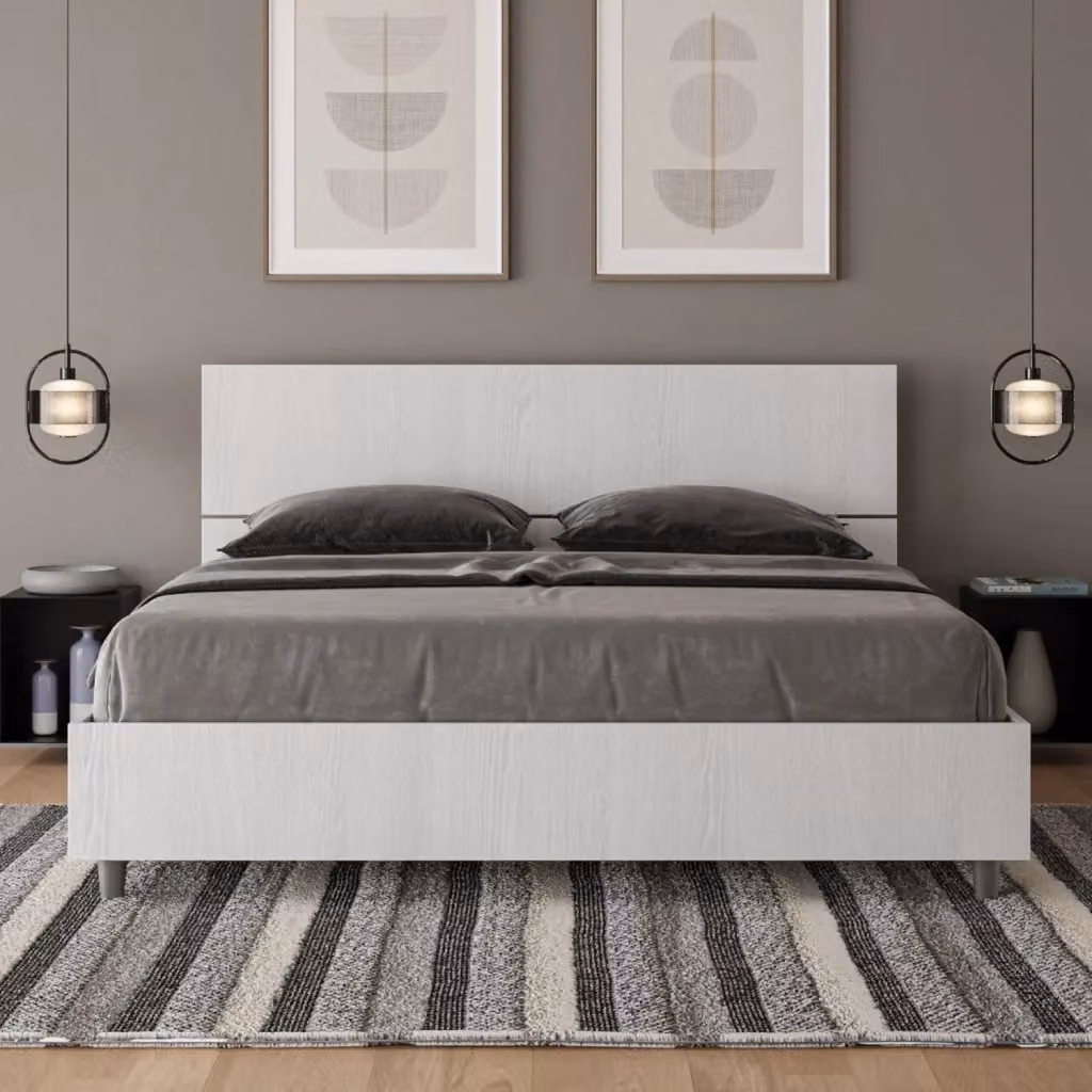 Letto Matrimoniale Demas con Contenitore e Rete, Bianco Frassino, L/P/H: 160 x 200 x 102 cm – 2