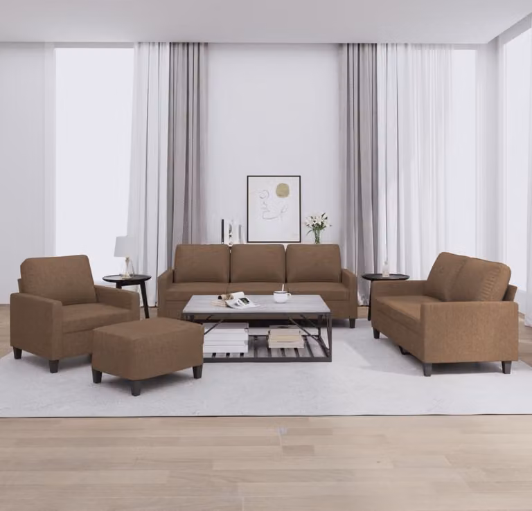 Maison Exclusive - Set divano 4 pezzi con cuscini in tessuto marrone