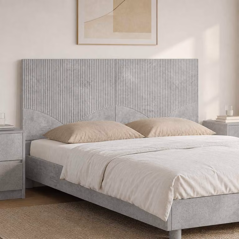 Testiera da muro vidaXL HOORN in legno ingegnerizzato e tessuto grigio con mensola integrata