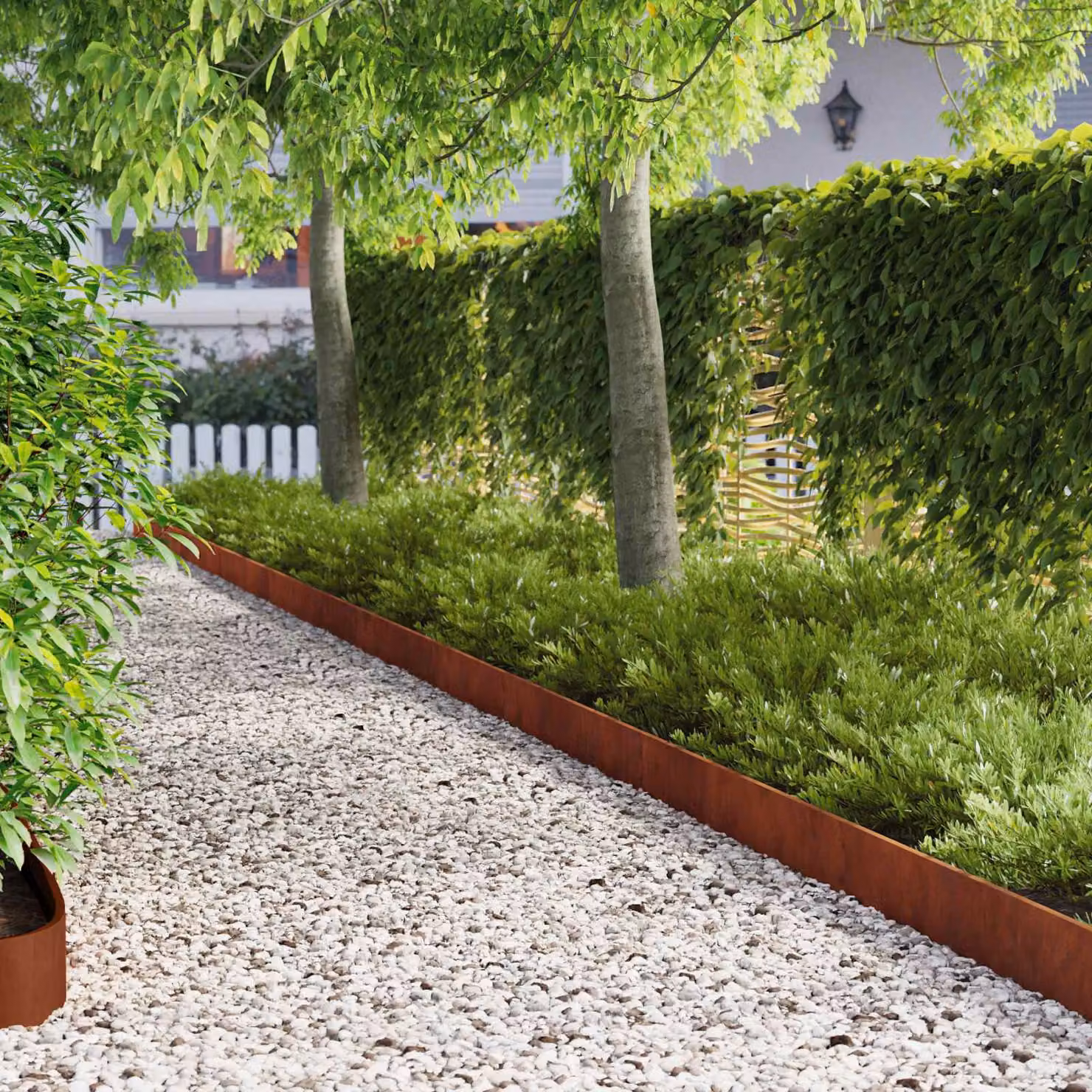 Set di 10 bordure per prato vidaXL in acciaio marrone con bordo superiore ripiegato, L: 103 cm, H: 15 cm