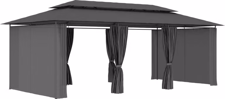 Gazebo con Tende 600x298x270 cm Antracite