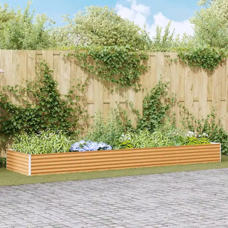 Letto rialzato da giardino vidaXL in acciaio galvanizzato Marrone Chiaro L: 390 cm, P: 100 cm, H: 36 cm