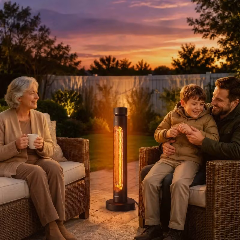 Stufa a infrarossi oscillante Outsunny da 2000 W in carbonio con telecomando, 8 livelli di potenza e timer, colore nero – 2