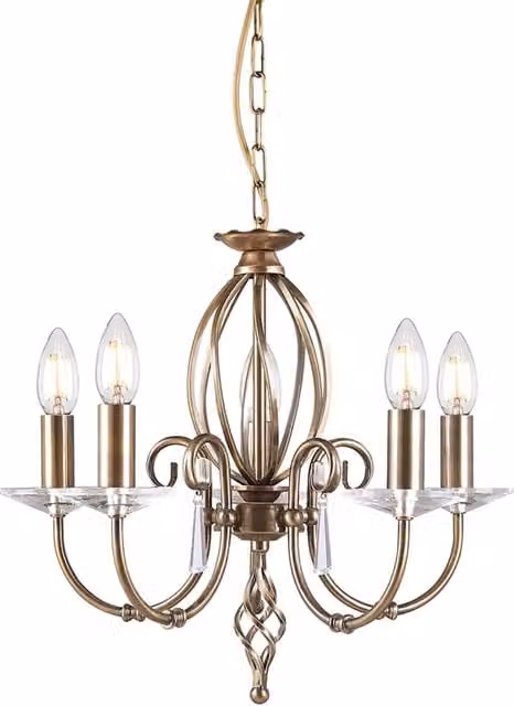 Lampadario Classico Aegean Acciaio Ottone Anticato 5 Luci E14