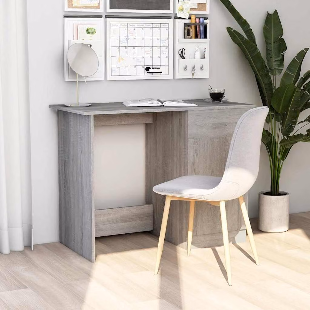 Scrivania moderna vidaXL in legno e MDF Grigio L: 100 cm, P: 50 cm, H: 76 cm