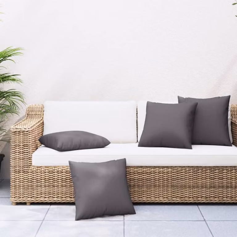 Set di 4 cuscini quadrati vidaXL in tessuto idrorepellente, colore antracite, L 50 cm x P 50 cm x H 50 cm