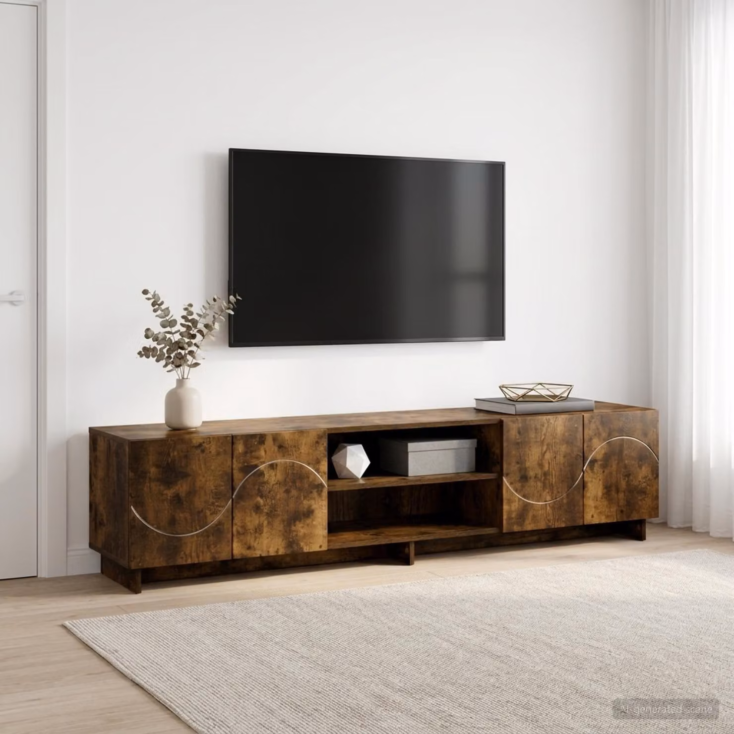 vidaXL Supporto TV moderno in legno ingegnerizzato color rovere fumo, L 180 x P 34,5 x H 40 cm