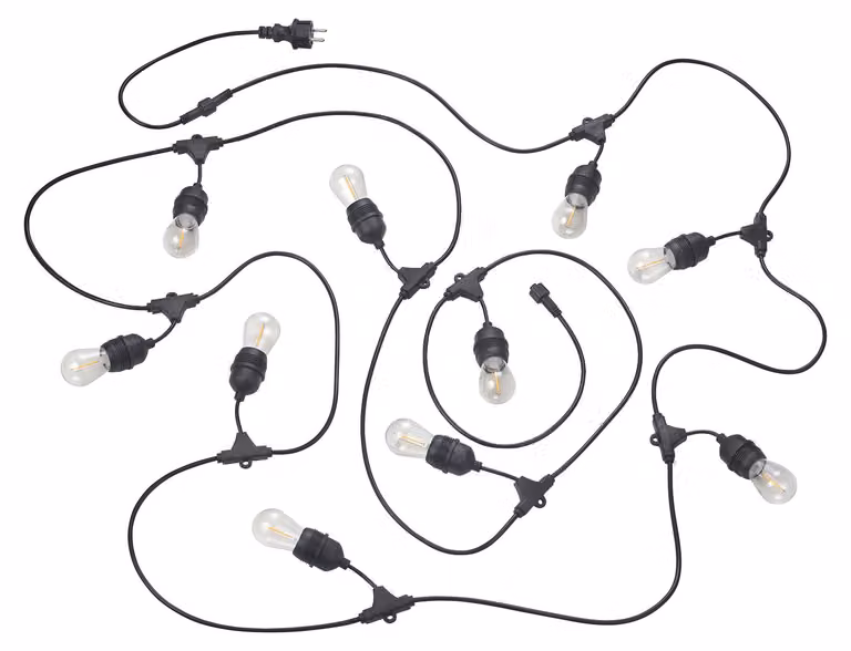 LED, luci fiabesche, nero, E27, 10 fiamme, bianco caldo, W 650 cm