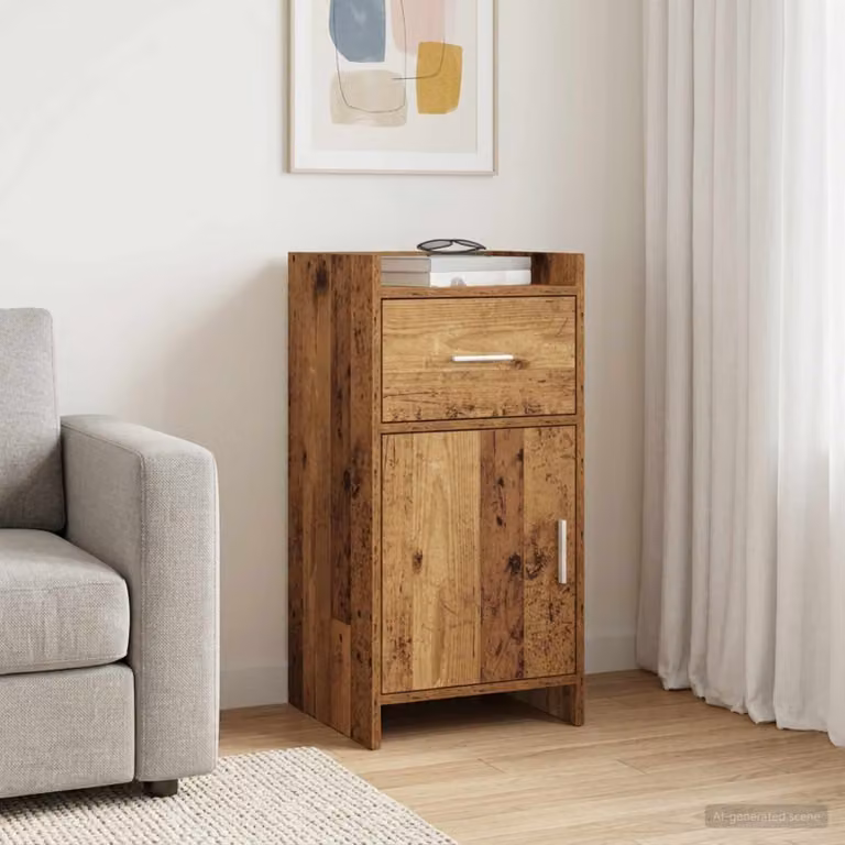 Credenza moderna vidaXL in legno ingegnerizzato e metallo, colore marrone, L 40 cm x P 36 cm x H 80 cm