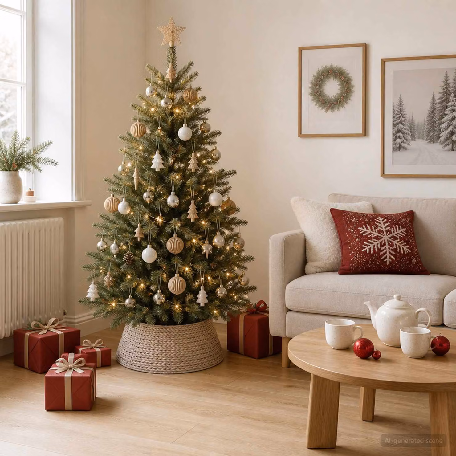 vidaXL Collare per Albero di Natale Rotondo Bianco Ø 45 x 22 cm