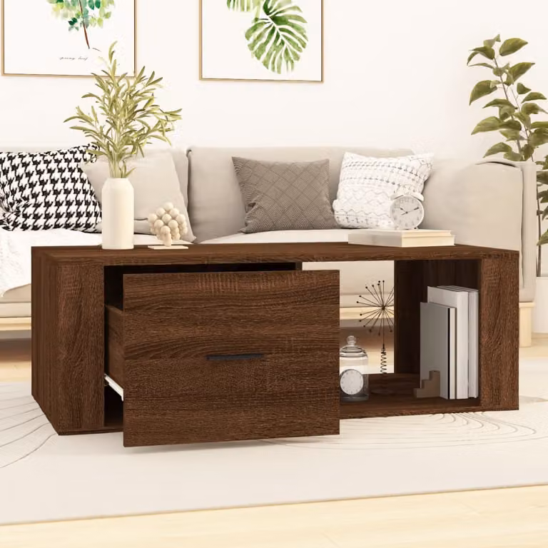 Maison Exclusive - Tavolino marrone effetto rovere 100x50,5x35 cm Materiale ligneo