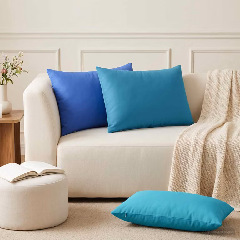vidaXL Cuscino con cuscino HEERLEN 2 pz Azzurro Poliestere