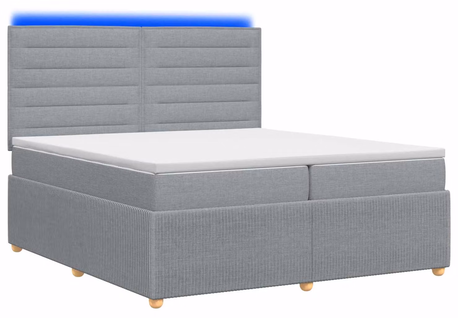 Letto boxspring LED con materasso Grigio chiaro 200 x 200 cm Tessuto