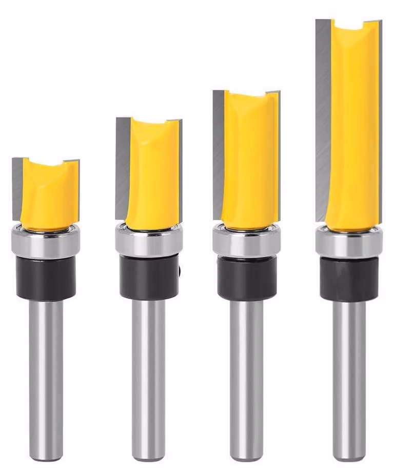 Set di 4 frese diritte professionali con gambo da 6,35 mm per lavorazione del legno