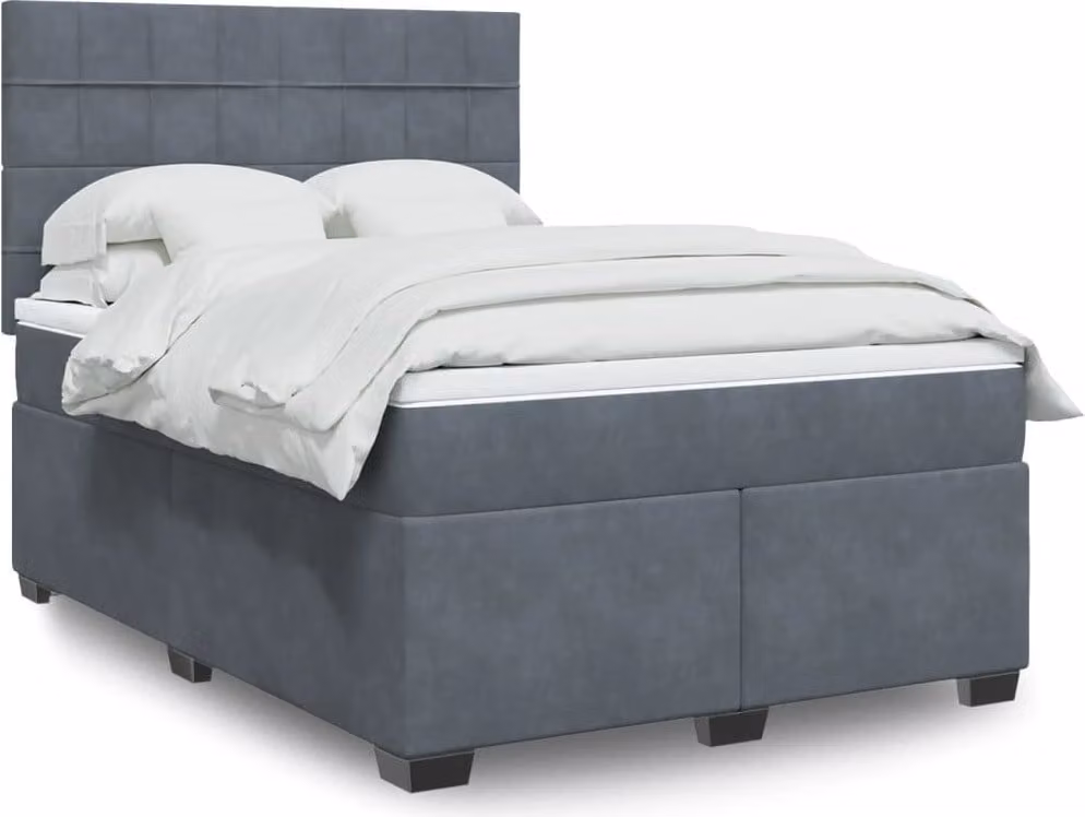 Maison Exclusive - Giroletto a Molle con Materasso Grigio Scuro 140x190 cm Velluto