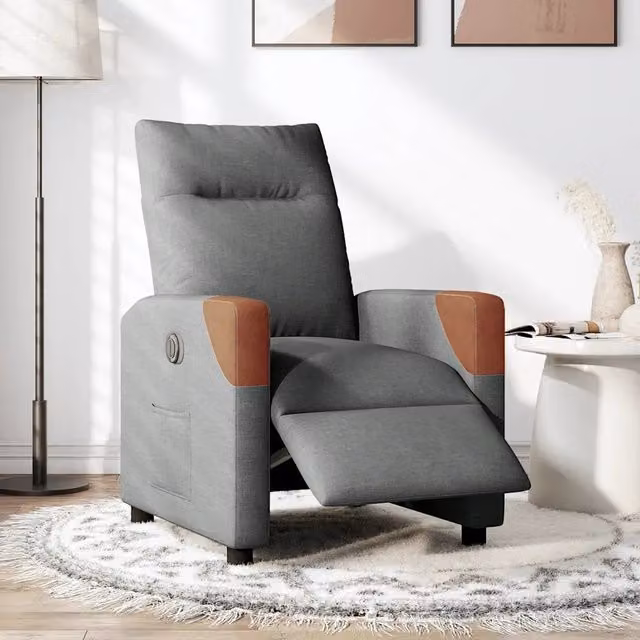 Poltrona Elettrica Reclinabile-Divano Sedia Grigio Scuro in Tessuto 515329
