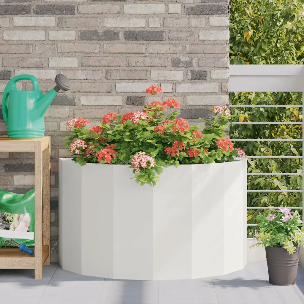Fioriera vidaXL in acciaio bianco L 90 x P 45 x H 50 cm