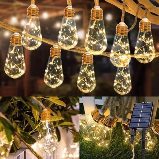 Lampada solare da esterno, lampada da giardino impermeabile, illuminazione d'atmosfera per esterni, decorazione luminosa, lampada da giardino, per esterni/pareti/balconi/decorazioni da giardino, lampade LED impermeabili (luce bianca calda - 16 LED)