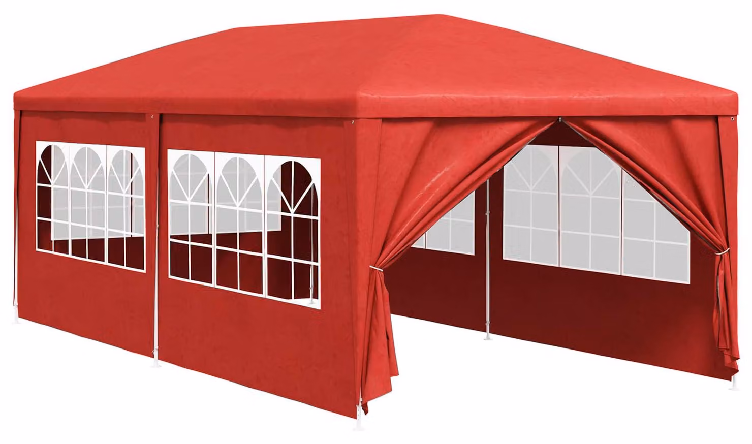 Tenda Party 600 x 300 x 255 cm Rosso PE e Acciaio