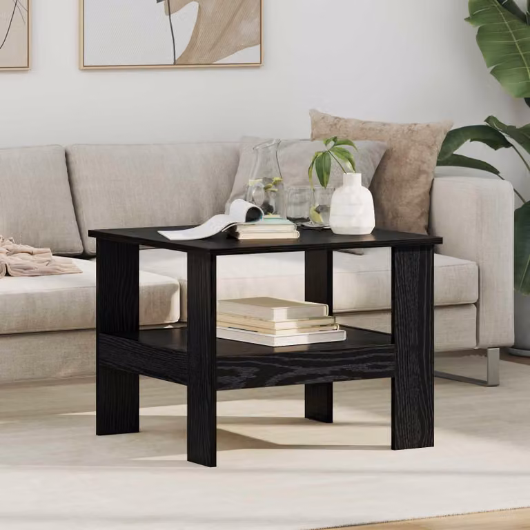 Maison Exclusive - Tavolino nero effetto rovere 57 x 55 x 45 cm Materiale ligneo