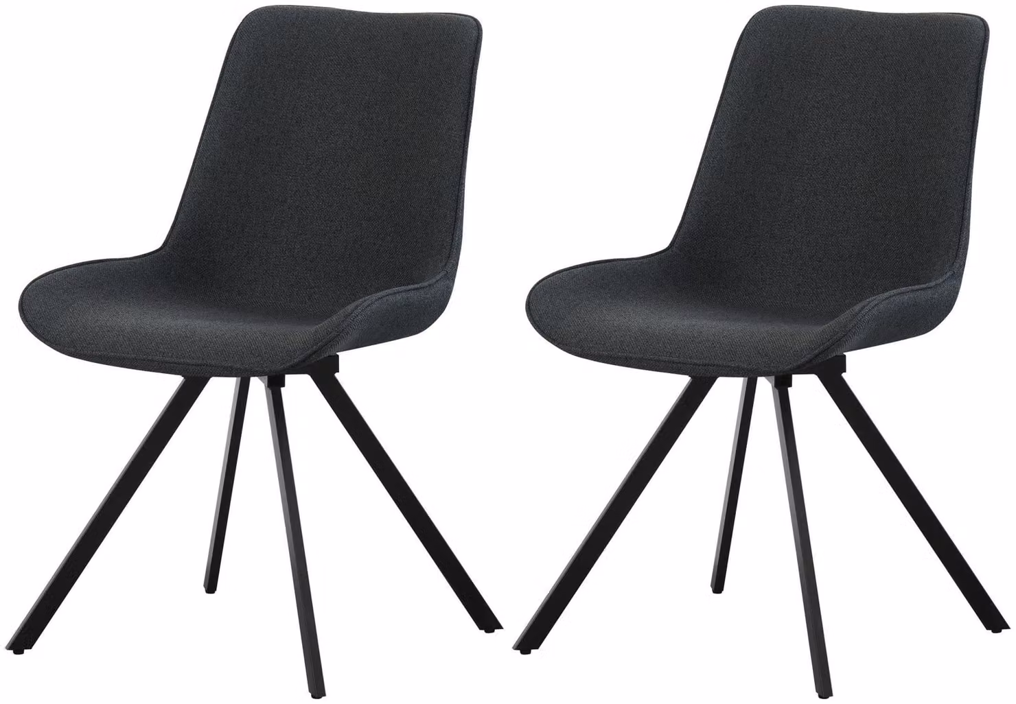 set di 2 sedie girevoli Emilia in tessuto antracite (L/H/D): 52 x 85 x 61 cm